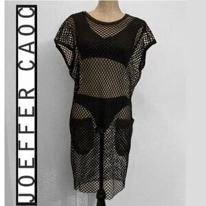 Joeffer Caoc Black Fishnet Coverup Dress​